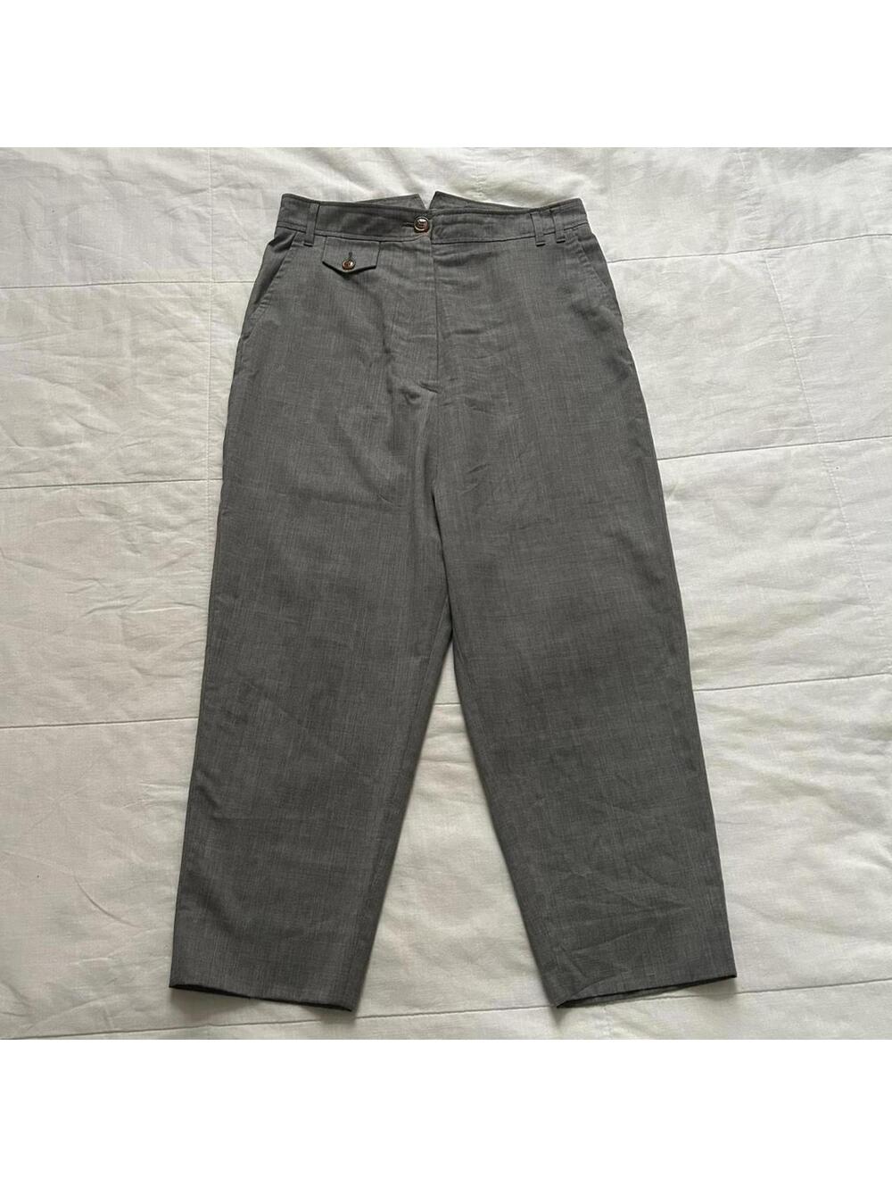 Vivienne Westwood Gray Wool Drop Crotch Cropped Baggy Trousers Size 38